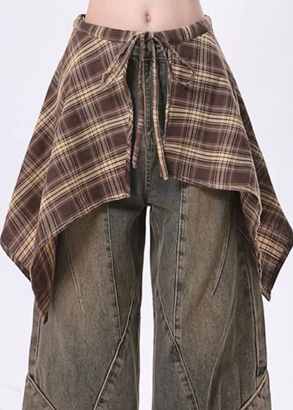Oversized Patchwork Denim Wide Leg Pants Spring