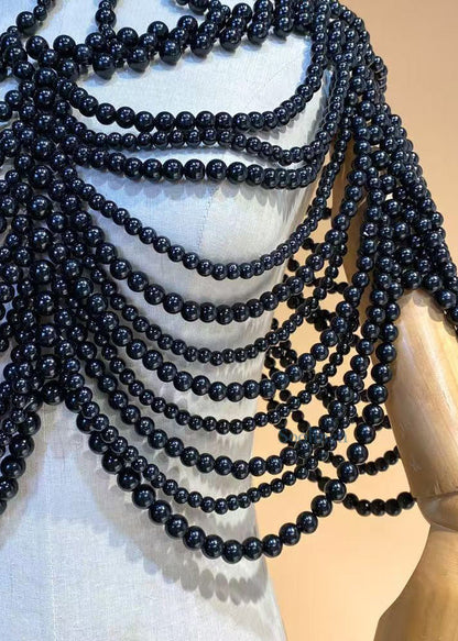 Black Imitation Pearl Banquet Dress Accessories