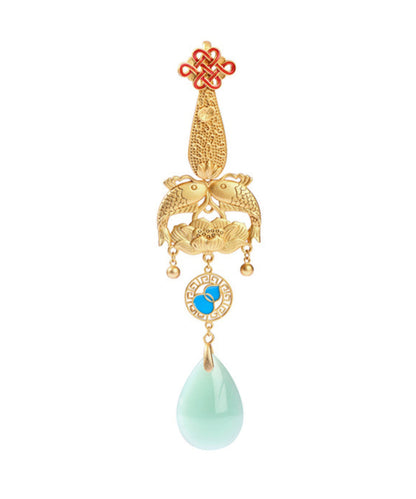 Fine Gold Ancient Gold Jade Every Year There Is Fish Tassel Brooches