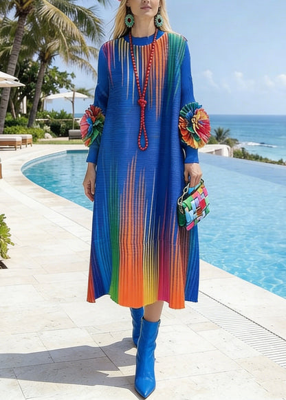 Blue Tie Dye Cotton Holiday Dresses Spring