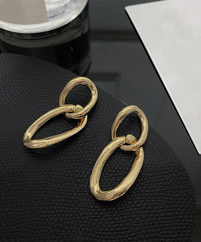 Gold Metal Fried Dough Twist Hoop Earrings