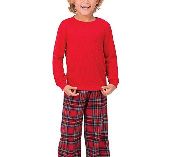 Stylish Winter Family Plaid Red Christmas Pajama Set for Unisex