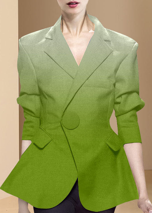 Organic Green Button Peter Pan Collar Western-style Clothes Coat Long Sleeve
