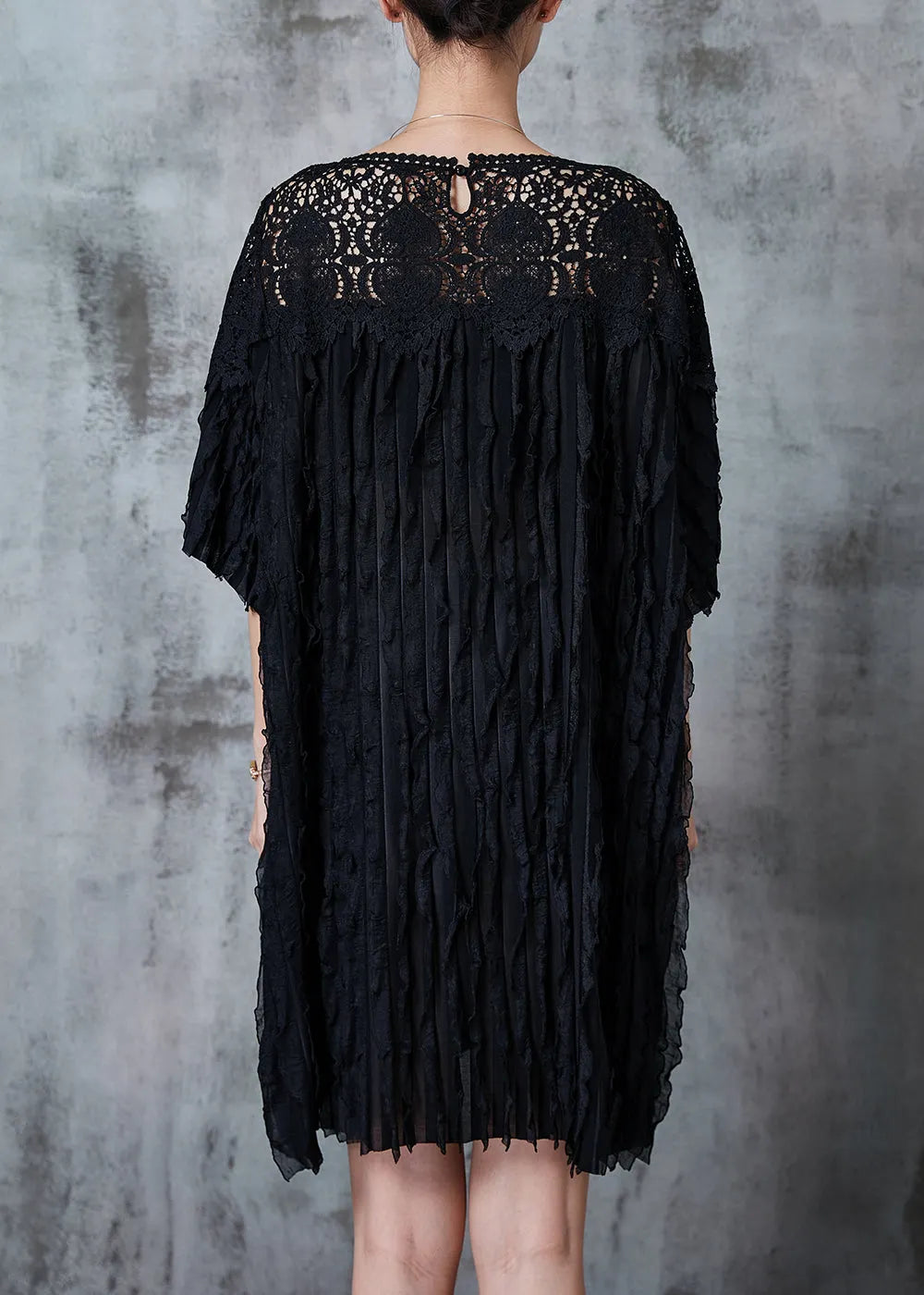 Black Oversized Patchwork Party Dress Summer
