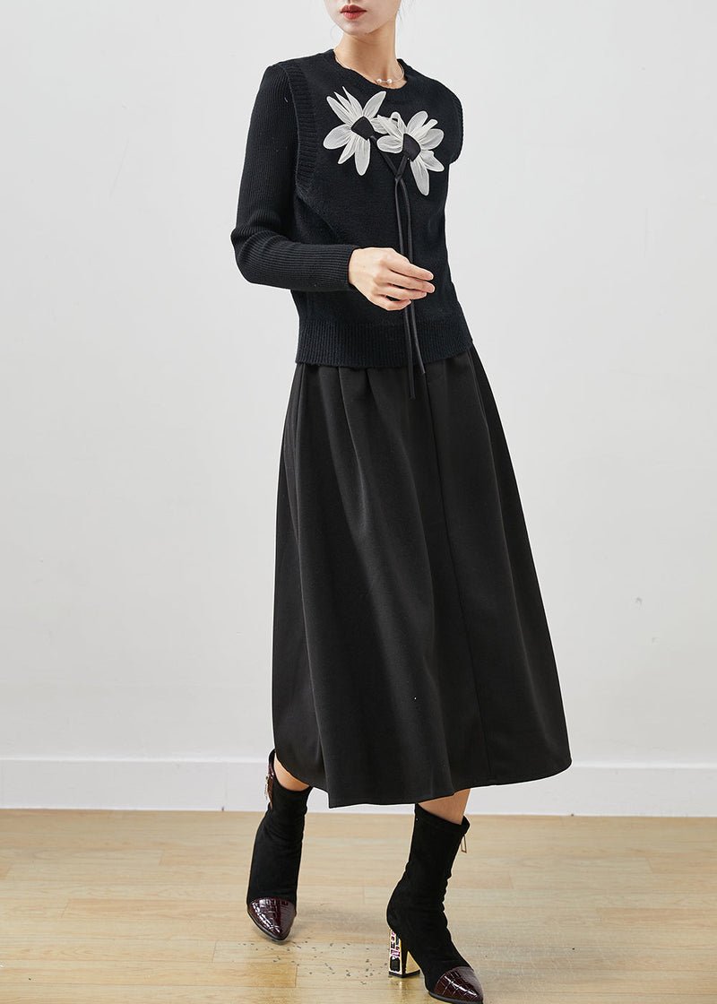 Black Silm Fit Three Piece Suit Set Winter