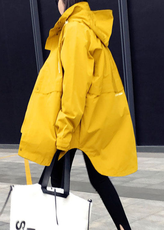 Yellow Patchwork Pockets Fall Coats