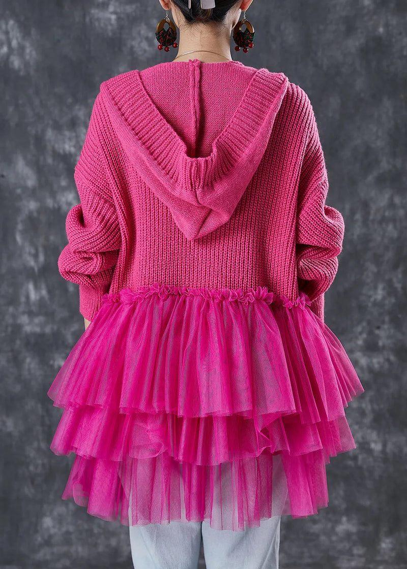 Rose Sequins Knit Sweater Dress and Shawl Two Piece Set Winter