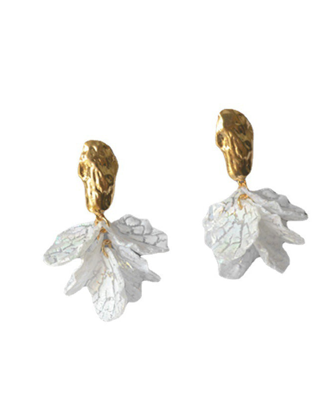 Simple White Acrylic Silver Stud Earrings