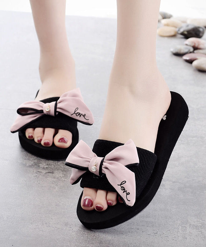 Black Bow Slide Sandals for