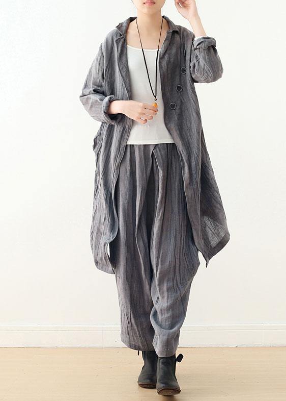 Gray Button Linenlow High Design Spring Jacket
