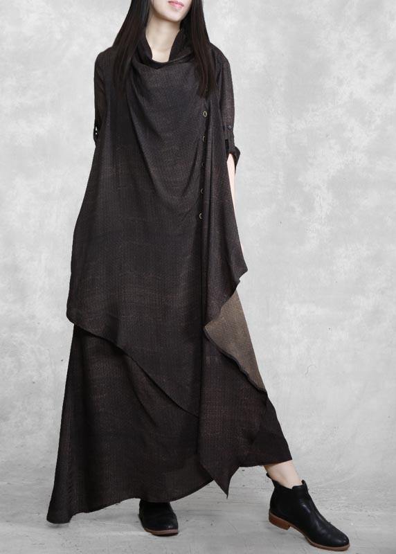 Asymmetric Spring Quilting Clothes Wardrobes Chocolate Maxi Dress
