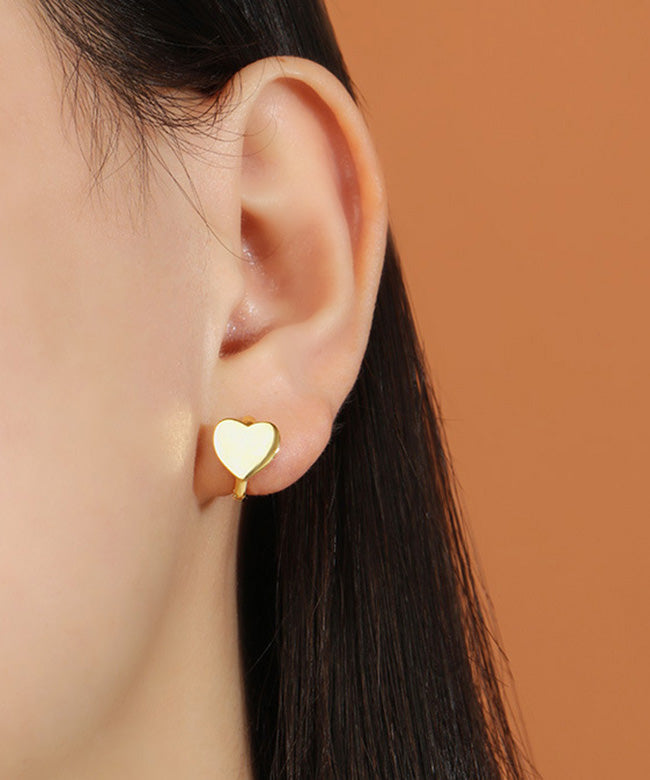 Gold Silver 14k Overgild Heart Hoop Earrings