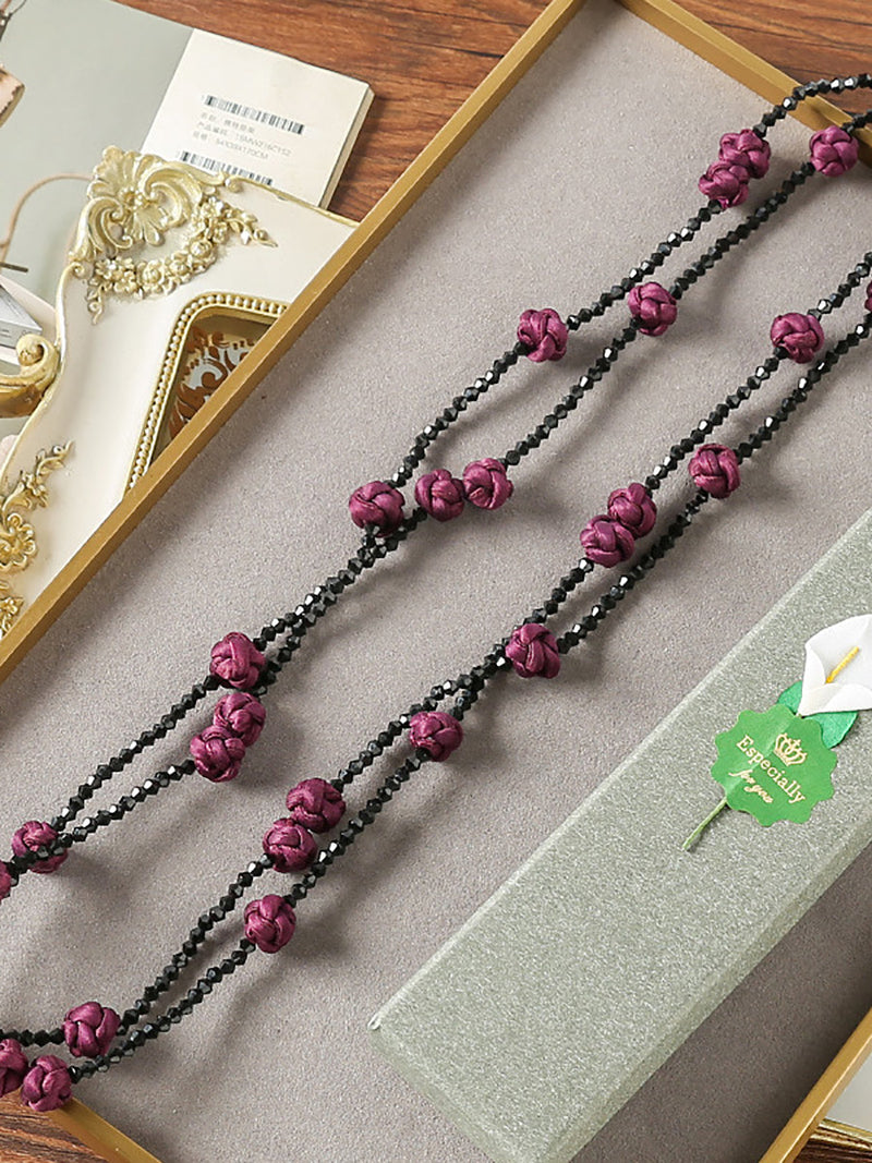Ruyi Knot Beads Weave Sweater Necklace Qn005