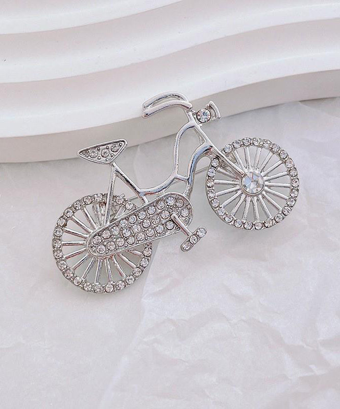 Pink Alloy Zircon Pearl Bicycle Brooches