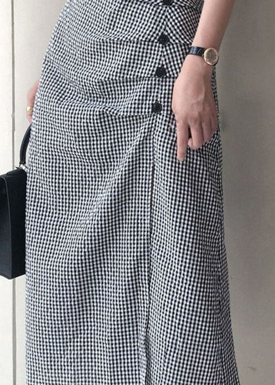 Black V Neck Tops and Skirts Cotton Two Pieces Summer