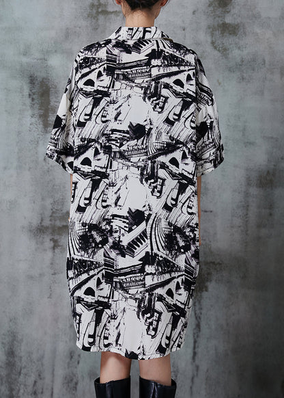 Black Oversized Print Chiffon Dress Summer