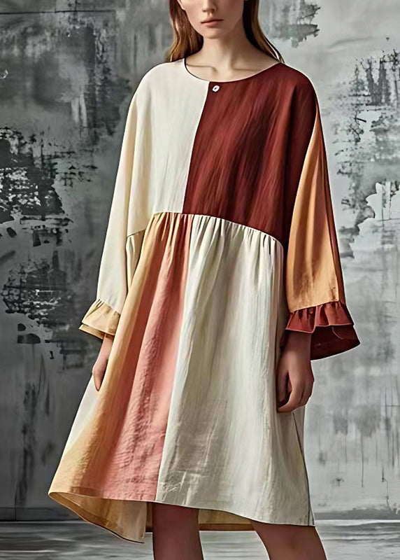 Diy Colorblock Oversized Patchwork Cotton Long Dresses Summer