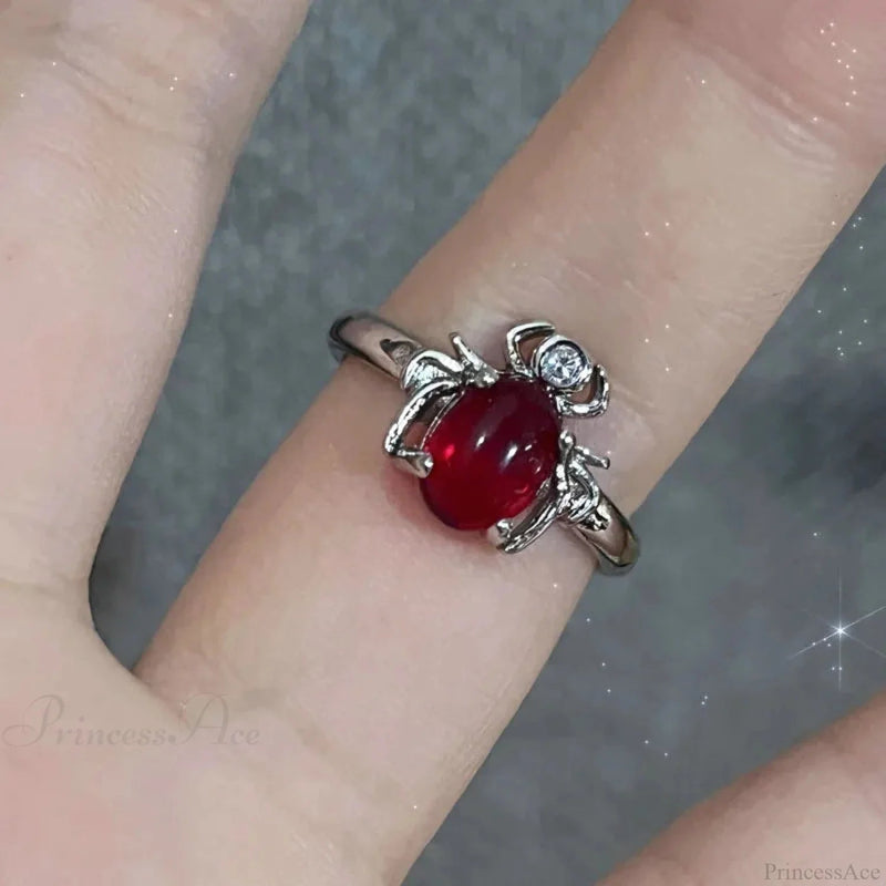 Dark Crimson Crystal Arachnid Celestial Band