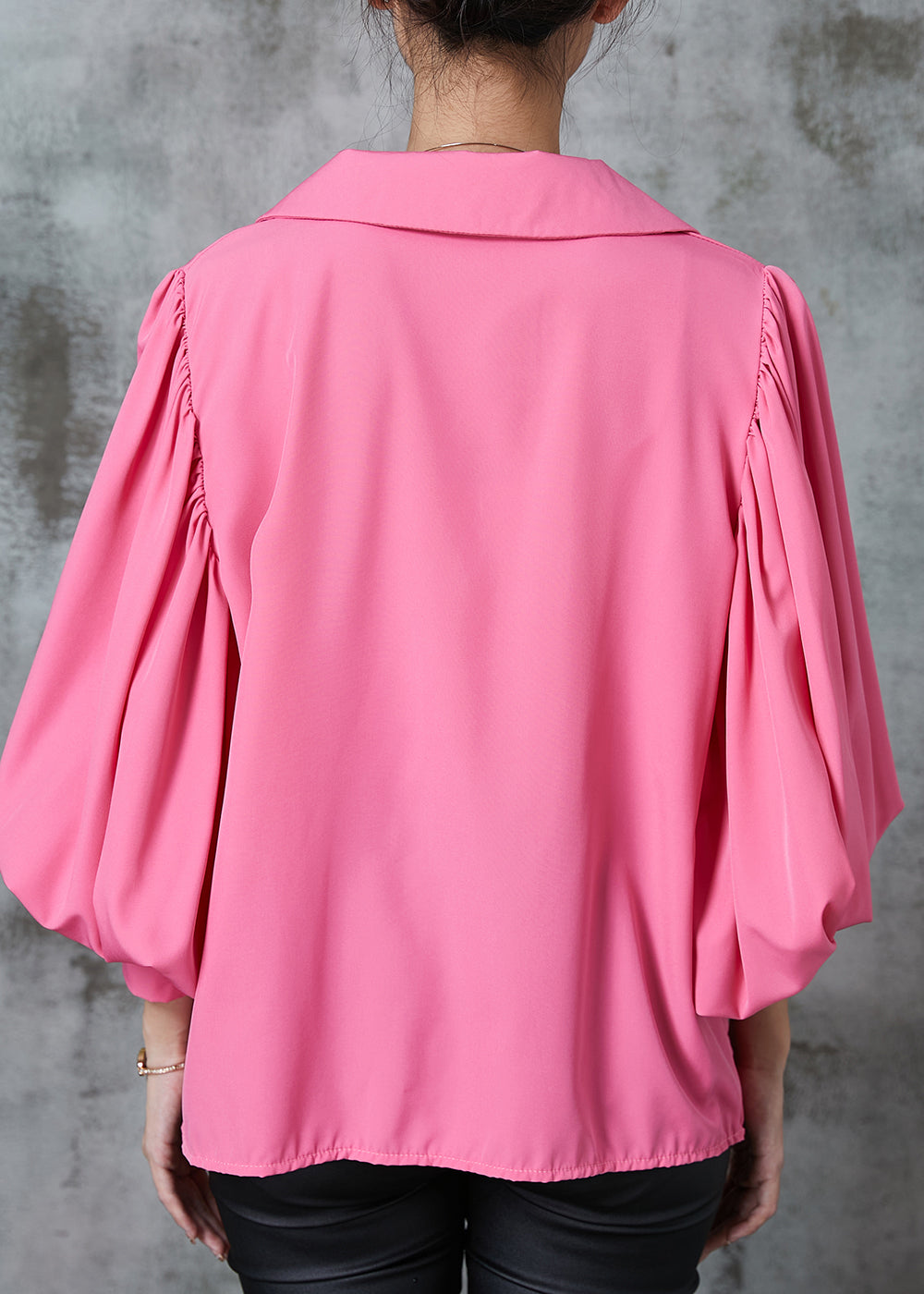 Rose Embroidered Cotton Shirt Tops Lantern Sleeve