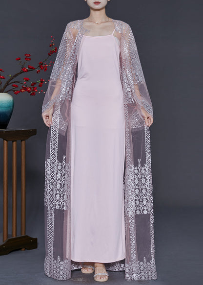 Pink Tulle Two Pieces Set Sequins Summer