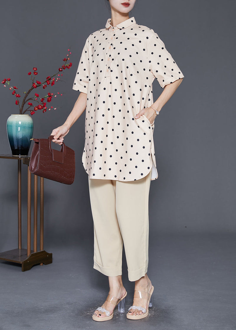 Khaki Oversized Dot Print Two Piece Set Clothing Fall