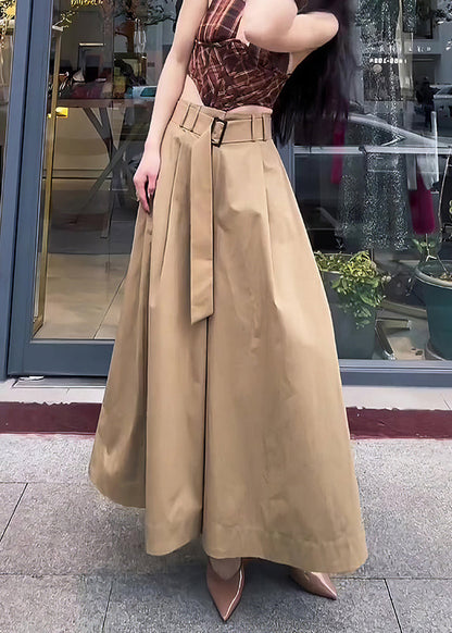Original Design Khaki High Waist Cotton Pants Skirt Fall