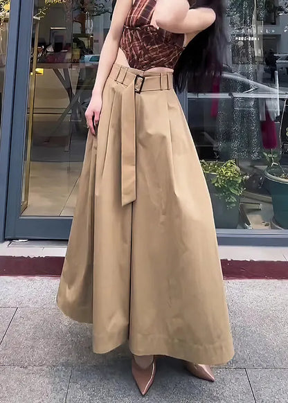 Original Design Khaki High Waist Cotton Pants Skirt Fall