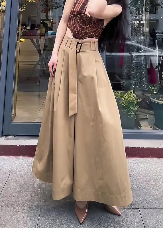 Original Design Khaki High Waist Cotton Pants Skirt Fall