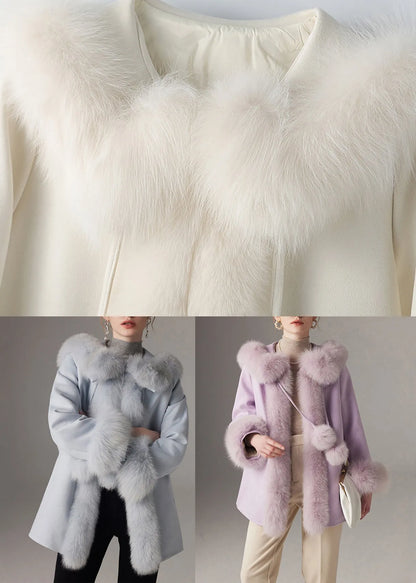 Purple Cloak Collar Fine Cotton Filled Coats Winter
