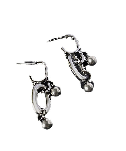 Boutique Silk Stainless Steel Chain Ball Drop Earrings