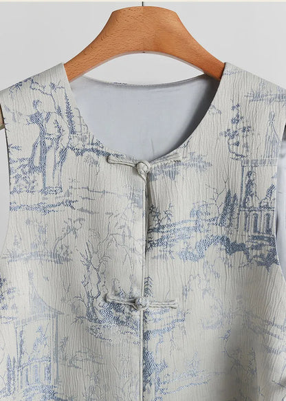 New Retro Grey Jacquard Cotton Two Pieces Set Fall