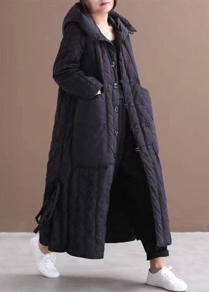 - Winter Overcoat Beige Hooded Large Pockets Coat