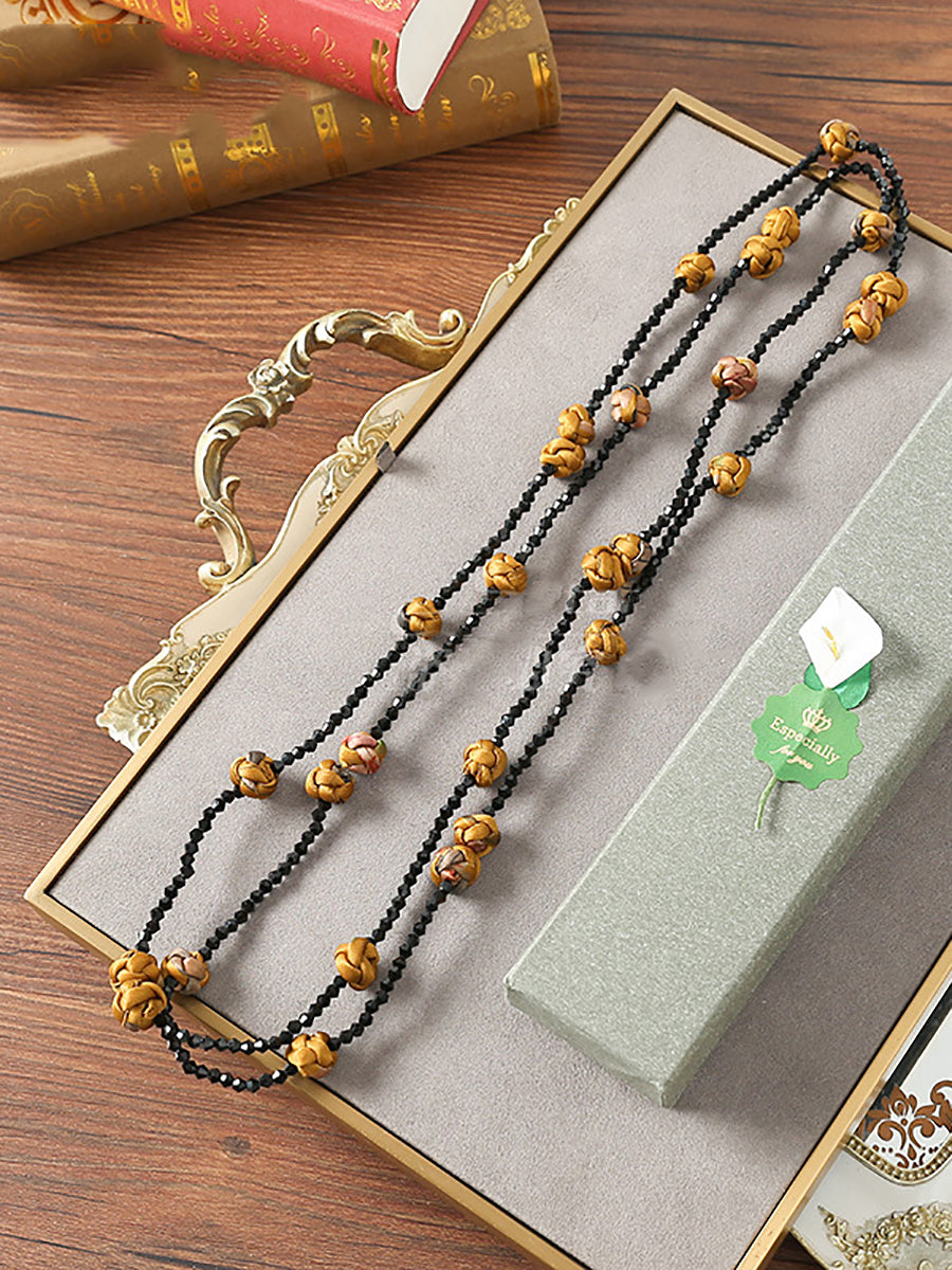 Ruyi Knot Beads Weave Sweater Necklace Qn005