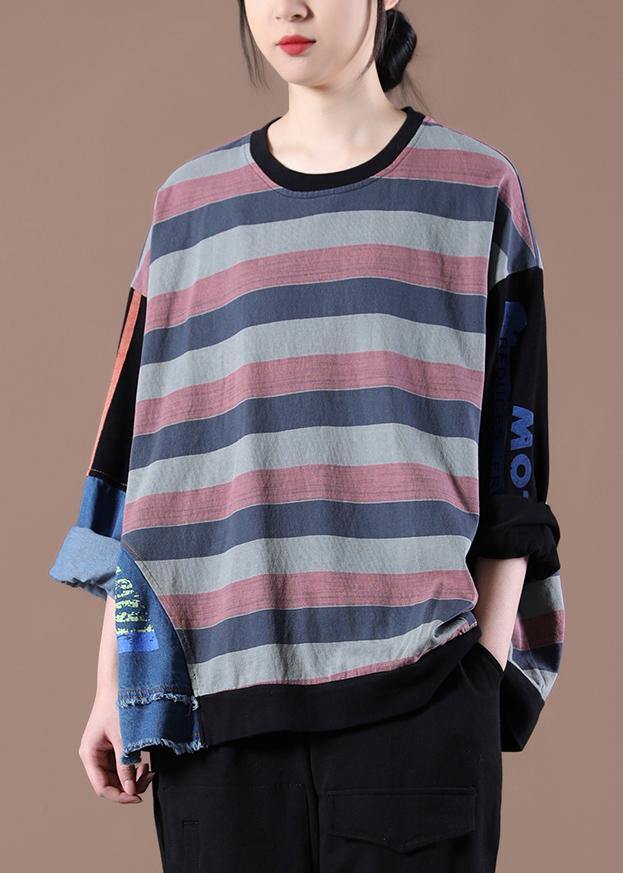 Style Patchwork Spring Shirts Black Tops