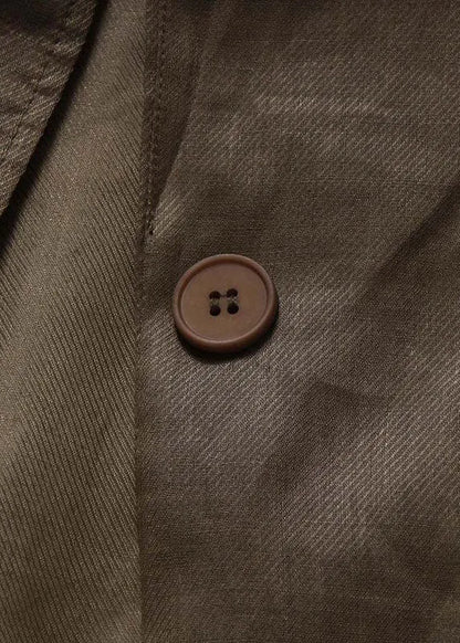Khaki Ramie Patchwork Button Coat