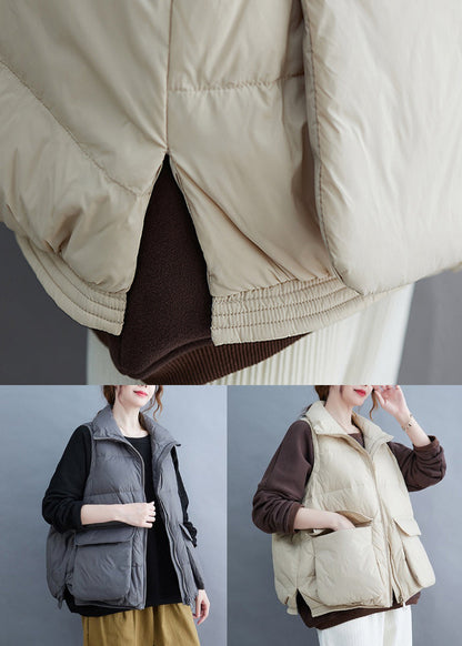 Grey Zip Up Patchwork Fine Cotton Filled Vest Sleeveless