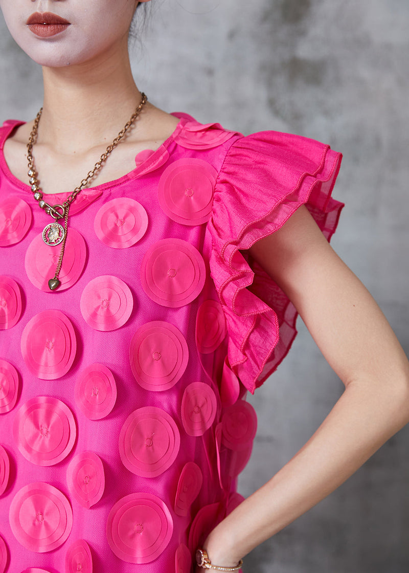 Rose Chiffon Party Dresses Butterfly Sleeve