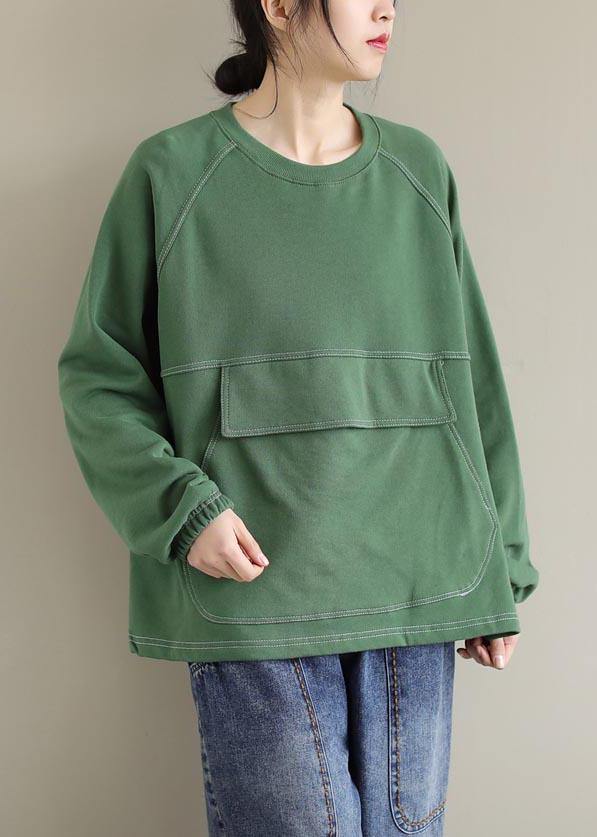 O Neck Patchwork Spring Clothes Inspiration Green Shirts
