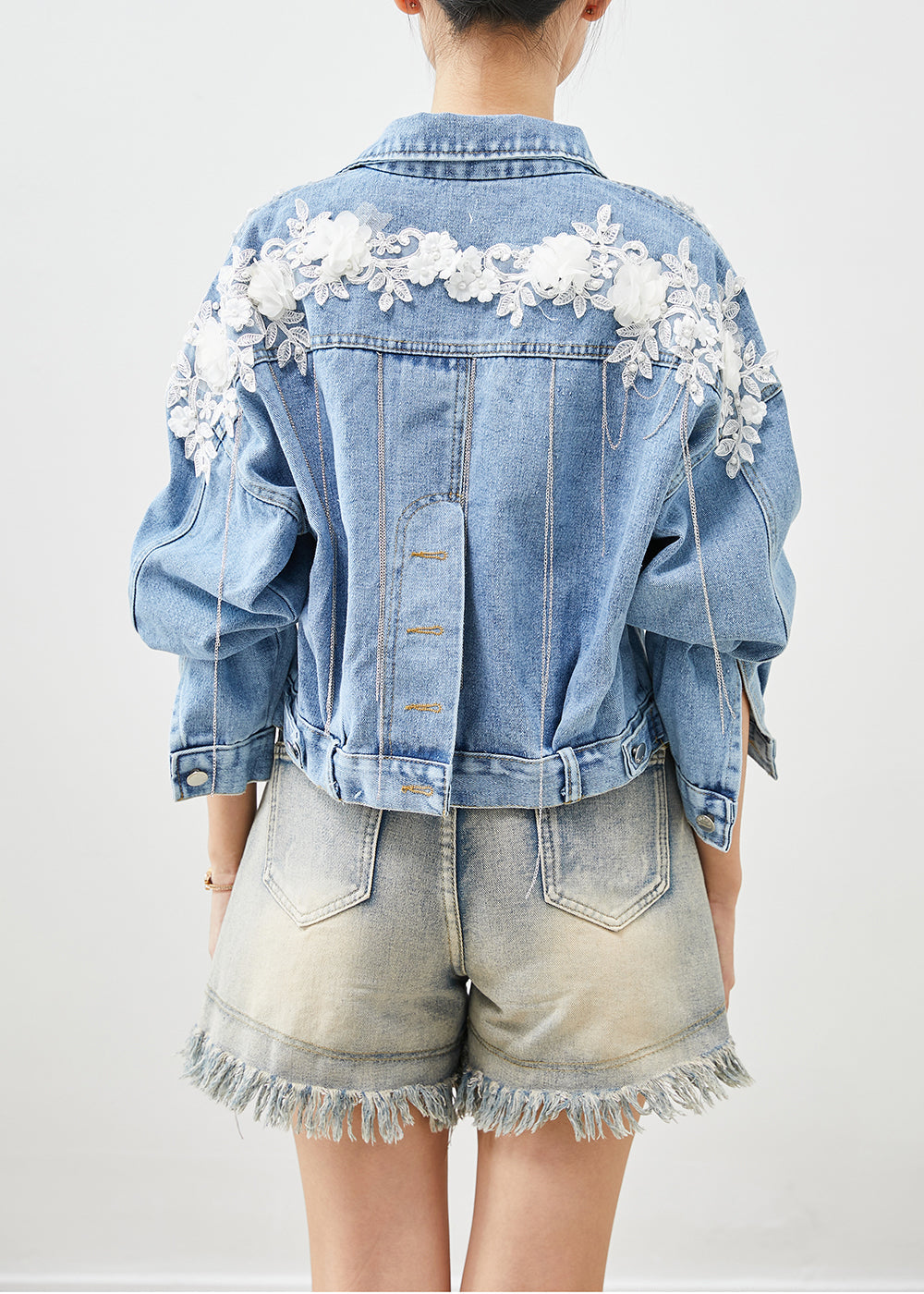 Blue Oversized Stereoscopic Denim Coat Fall