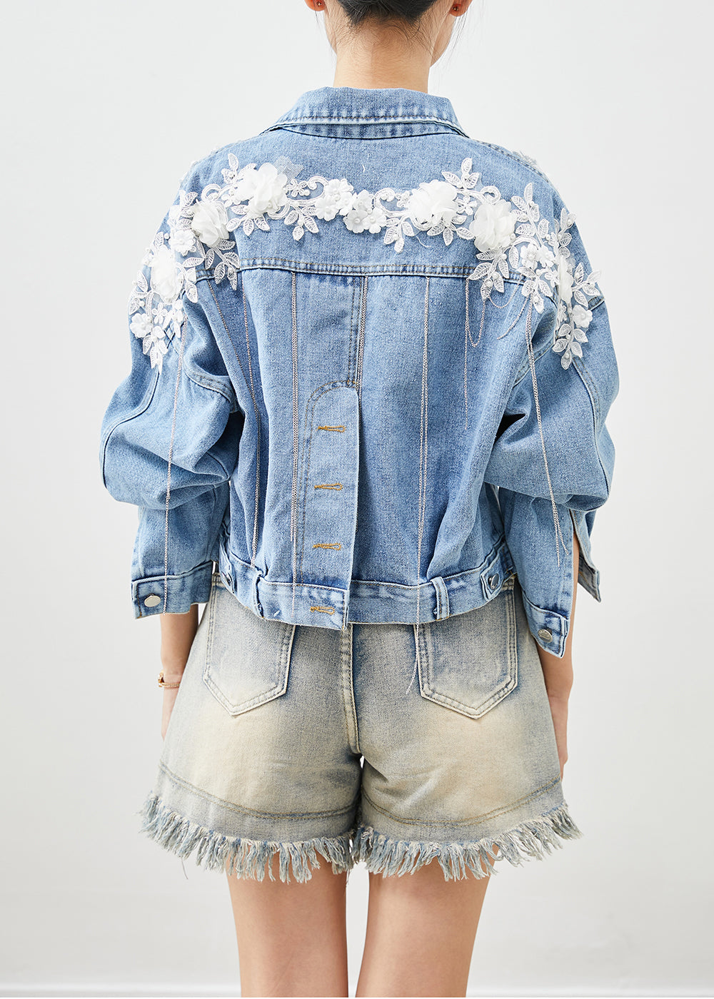 Blue Oversized Stereoscopic Denim Coat Fall