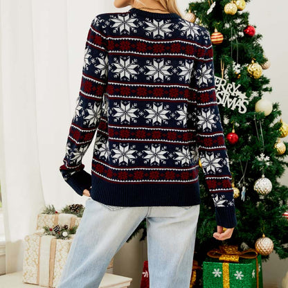 Festive Christmas Knit Sweater for Women with Motif