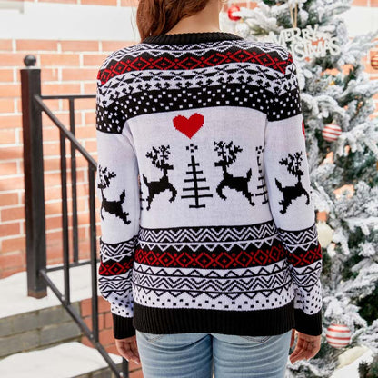Christmas Knit Sweater with Reindeer Motif