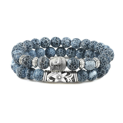 Buddha Stones 2pcs Natural Crystal Agate Buddha Protection Bracelet