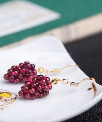 Purple Sterling Silver Overgild Crystal Grape Drop Earrings