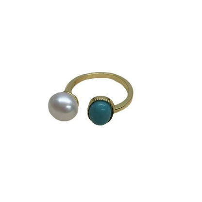Sterling Silver Temperament Pearl Colour Block Rings