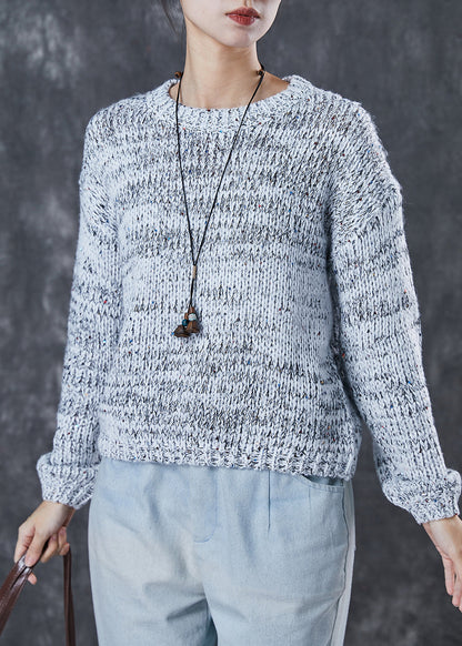 Grey Sequins Chunky Knit Sweaters Winter