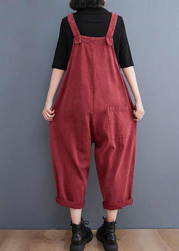 Black Painting Print Denim Jumpsuit Spring
