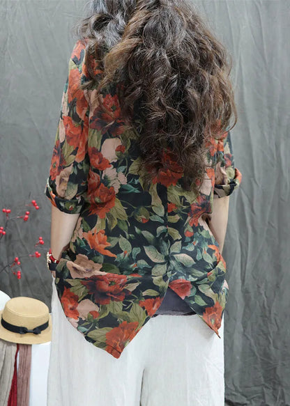 Orange Button Pockets Cotton Coats Peter Pan Collar Bracelet Sleeve