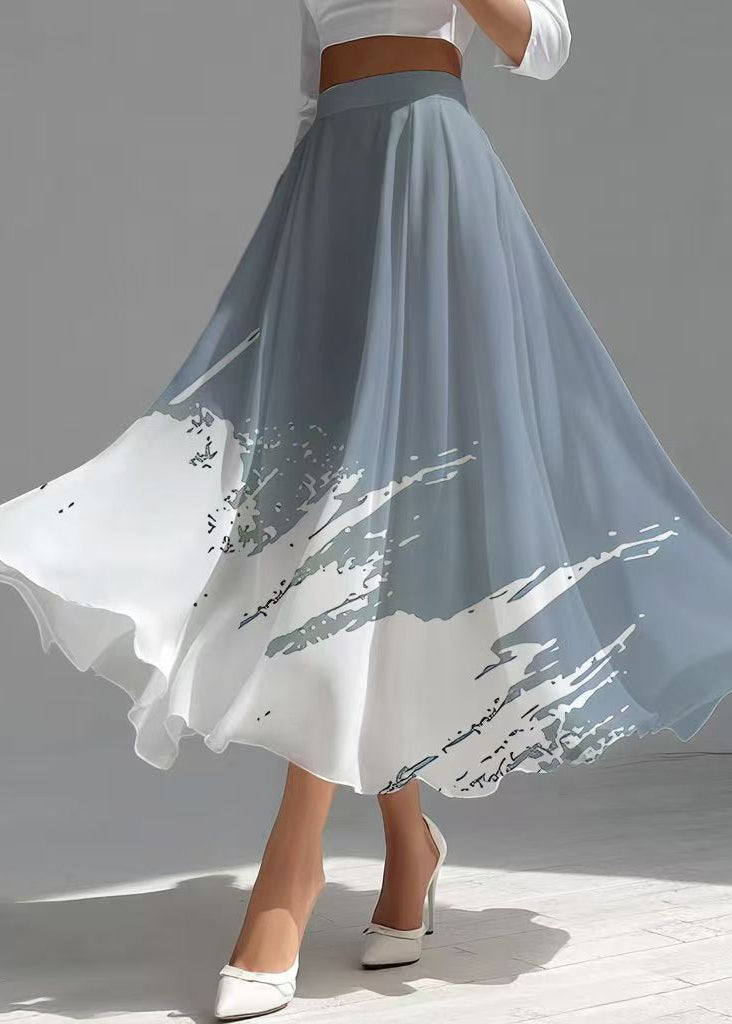 Mixed Color Exra Large Hem Draping Chiffon Skirts Summer