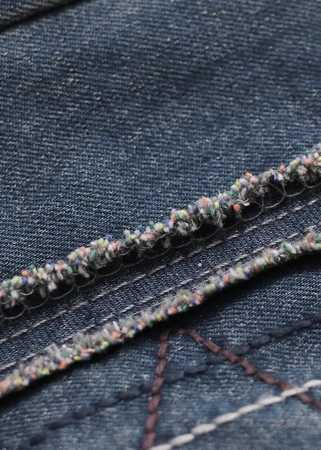 Blue Pockets Patchwork Elastic Waist Denim Harem Pants Spring